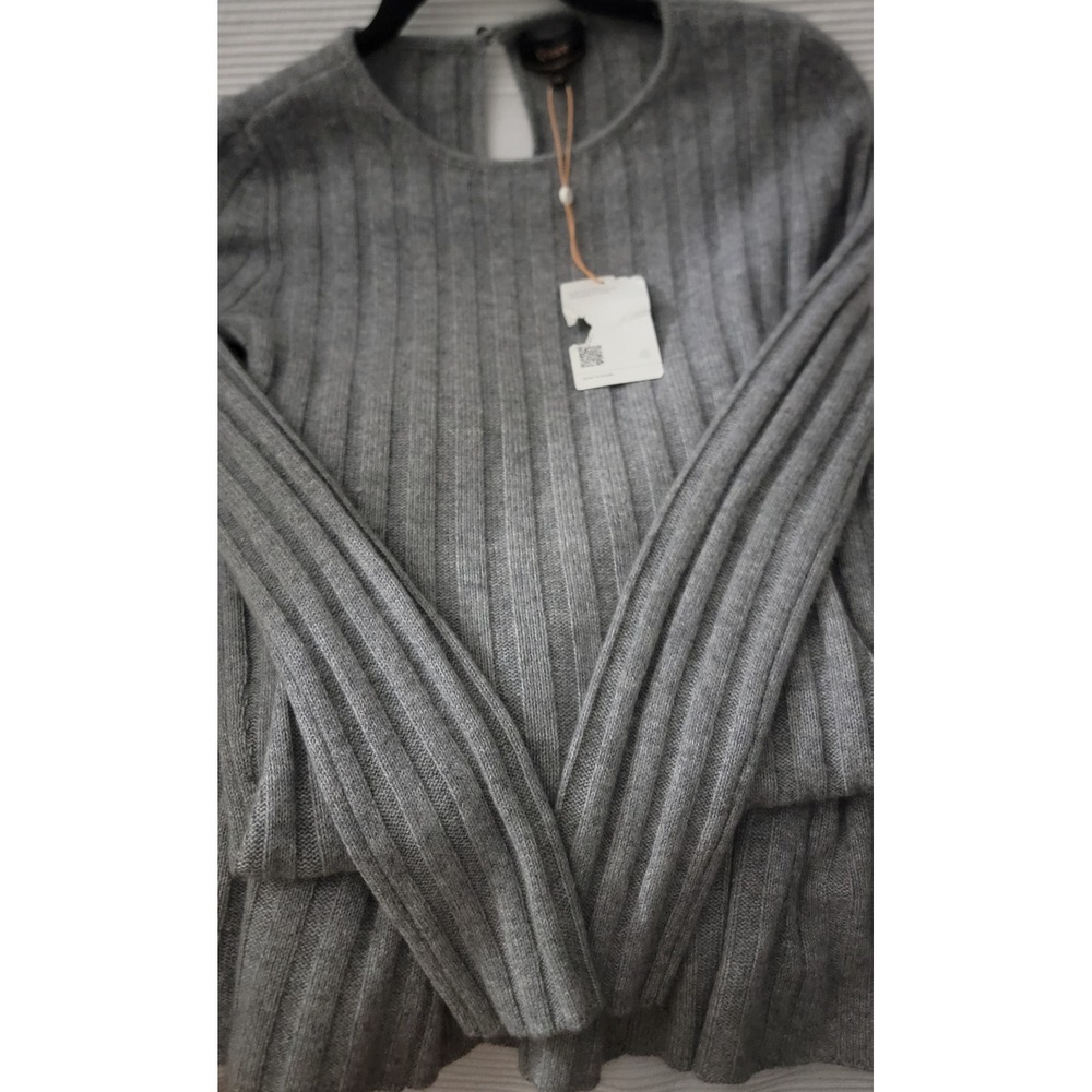 Quince Mongolian Cashmere Ribbed Knit Midi Dress Gray XS C:32-33 L45.5 H35-36 - Picture 5 of 5